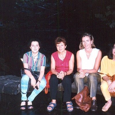 1998. La noche. Lanzarote. Balbina Prior, JC, Cecilia Dreymuller y Amalia Bautista